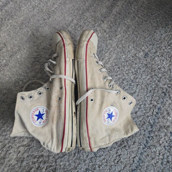 Vintage White Converse Shoes Mens 13 All Star High Tops Made In USA - Picture 5 of 15